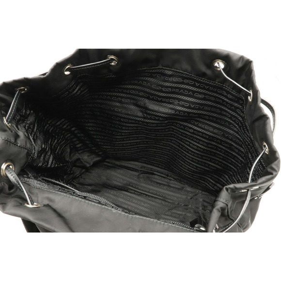 Prada Vela Studded Nero Backpack Black Leather Nylon - Picture 5 of 7